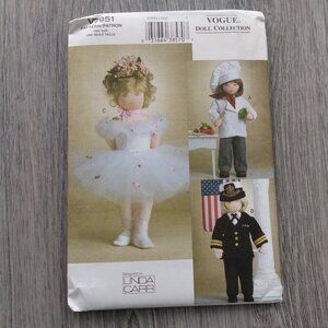 18" Doll Clothes Sewing Pattern Chef Ballerina Captain Pilot UNCUT 7951